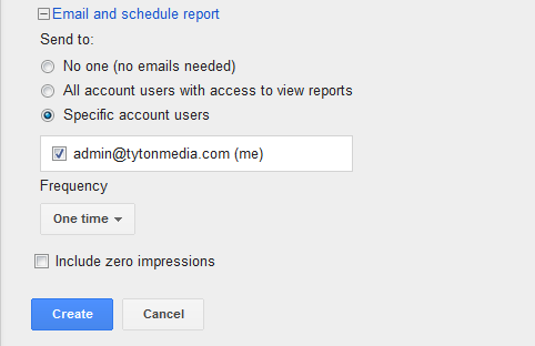 email and schedule adwords report