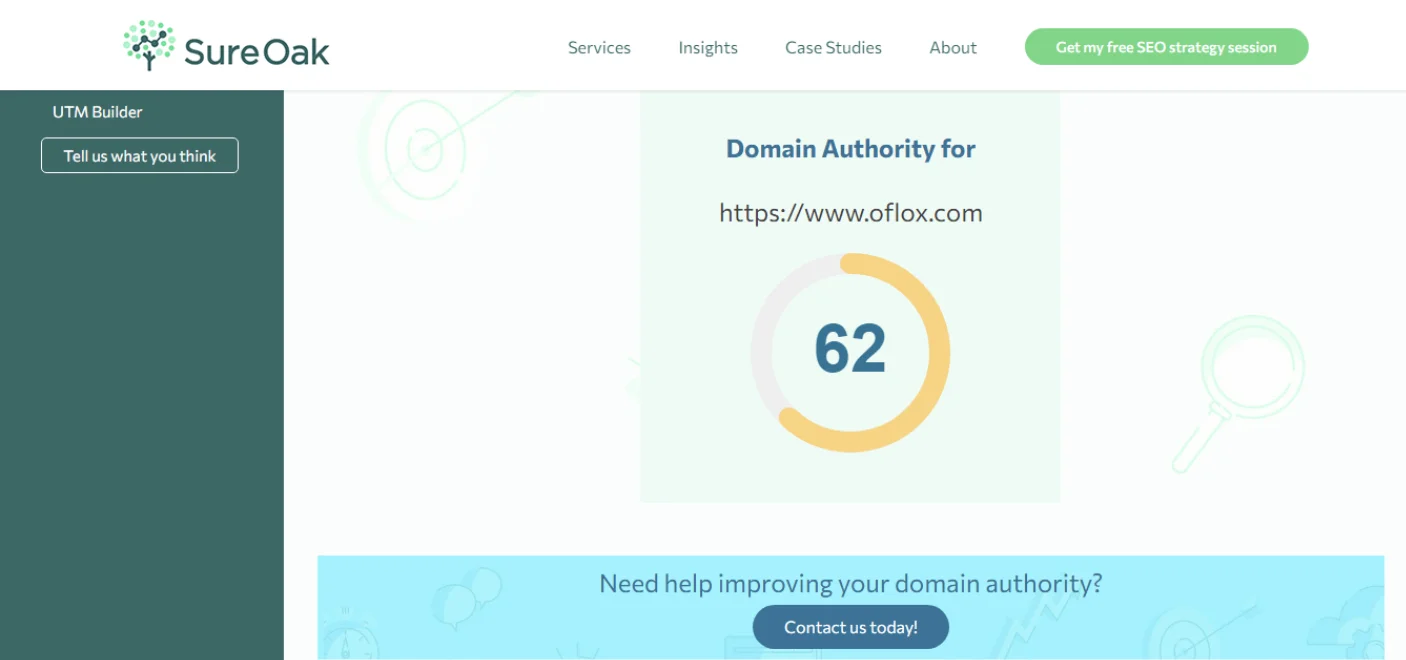 da checker by sure oak-free domain authority checkers