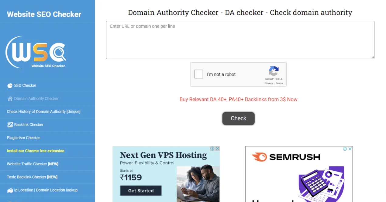 Domain Authority Score Checker